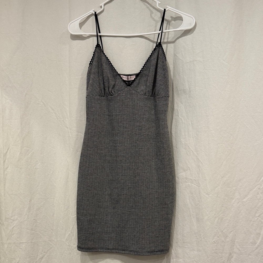Blue Blush Black and White Striped Slip Dress